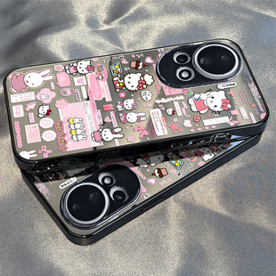 适用于华为nova13pro手机壳镜面粉框KT猫Nove5/6/7se硅胶8全包防摔Hinova9男女13软nova10/11/12ultra套新款