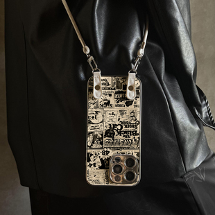 适用于OPPOfindx8Ultra手机壳复古漫画高级感findx5pro硅胶全包防摔斜跨X8S挂绳oppofindx7ultra套X8S 潮牌x6