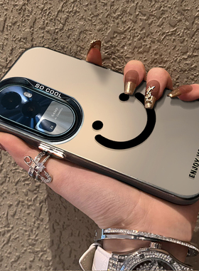 适用opporeno10pro手机壳大笑脸磨砂高级感Findx5/6外硅胶全包a2pro防摔6/8pro十外网红新款7男女reno9套潮11