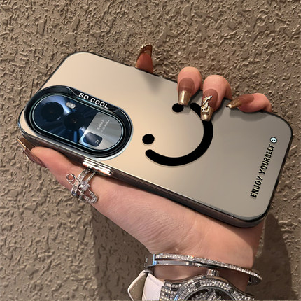 适用opporeno10pro手机壳大笑脸磨砂高级感Findx5/6外硅胶全包a2pro防摔6/8pro十外网红新款7男女reno9套潮11