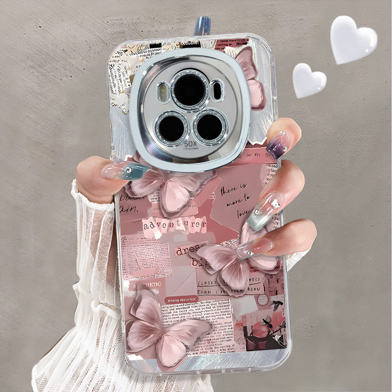 自带镜头膜适用于荣耀magic6至臻版手机壳水钻信笺红蝶高级感华为magic5pro套硅胶全包防摔magic4外新款女潮