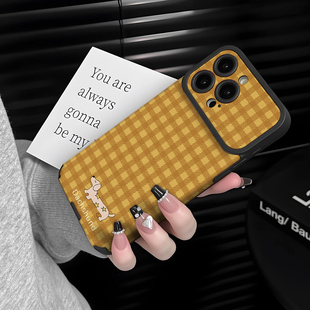 5防摔硅胶7 x7ultra全包x6 9女10 适用于OPPOReno15Pro手机壳黄色格纹新款 11pro12套13 x9带挂绳FINDx8s