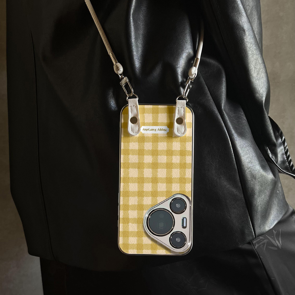 适用于华为Pura70pro手机壳新款黄格布纹Mate60/70pro十套50/40全包防摔P60/80带挂绳Nova14ultra/13/12外7/9