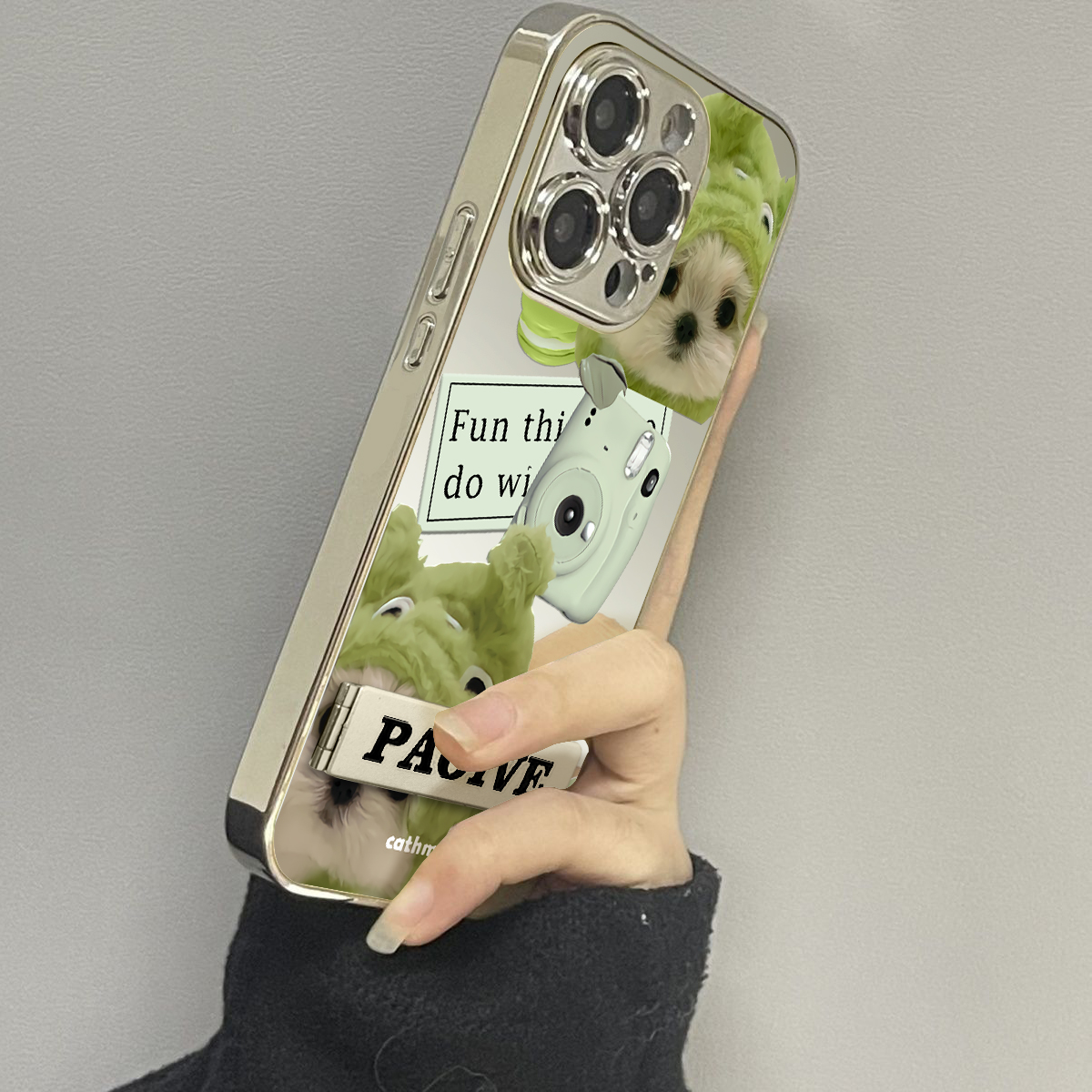 适用于苹果15pro手机壳镜面绿帽狗狗iphone12/13套硅胶xs全包防摔15ultra网红新款xr男女11pro外潮牌14Promax