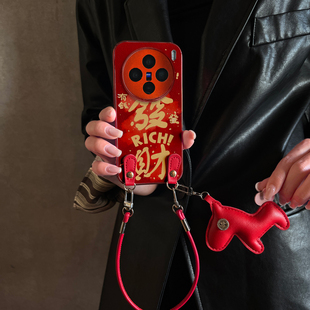 90S马年斜跨全包S30promini 100 17套防摔Y300带挂绳 适用vivox300Pro手机壳红色新款 发财有钱X200