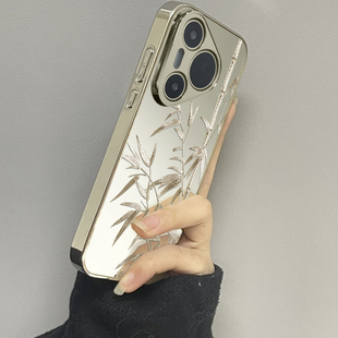 用于华为pura70proUltra手机壳电镀镜面金粉亮竹p40高级感p50e全包防摔P60外新款网红男女潮牌P70pro十套硬