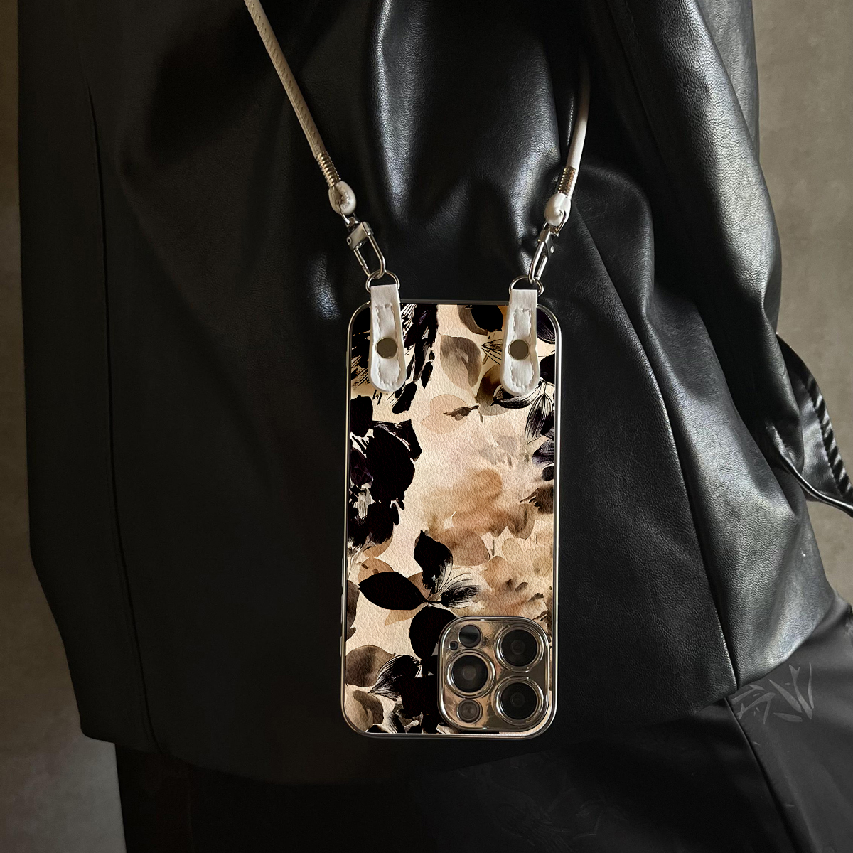 适用于苹果17promax手机壳带挂绳青烟鸿影iphone14/16pro套硅胶xs全包防摔斜跨15ultra套网红11新款xr女13PRO