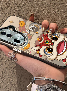 适用opporeno11pro手机壳快乐醒狮高级感Findx5/6/7ultra外硅6胶全包a2pro防摔8pro十外新款7男女reno9套潮10