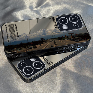 适用于OPPOReno14Pro手机壳白云小镇镜面高级感a2/a3pro硅胶全包5防摔6新款男女7/8/9潮Reno10/11pro十12套13