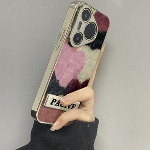 适用于华为pura70Pro手机壳叠彩爱心电镀皮纹p40外硅胶全包防摔P50e高级感p30新款男女潮牌P60PRO套软创意P70