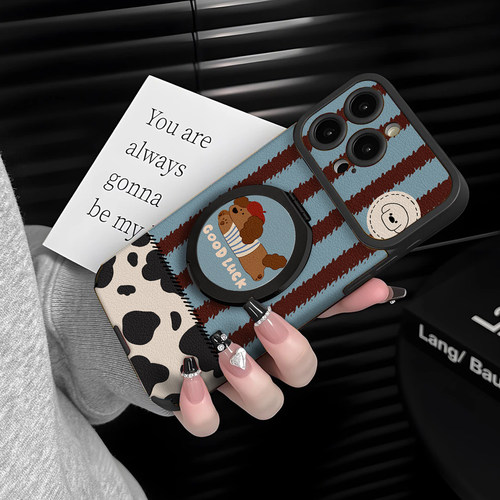 适用于苹果17promax手机壳带挂绳条纹狗狗iphone14/16pro套硅胶xs全包防摔斜跨15ultra套网红11新款xr女13PRO