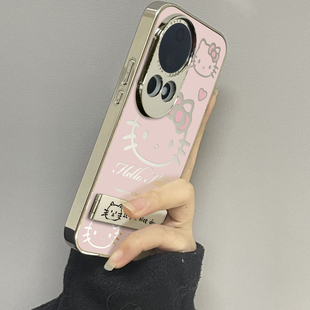 适用于华为nova12ultra手机壳镜面豆沙粉猫Nove5/6/7se外硅胶8全包防摔Hinova9男女潮牌硬nova10/11pro套情侣