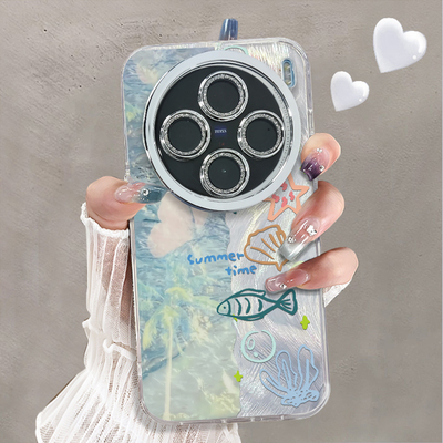 自带镜头膜适用于vivox100Ultra手机壳高级感碧波海水vivix60/70/80外硅胶全包防摔X90S新款女潮牌X100SPRO套