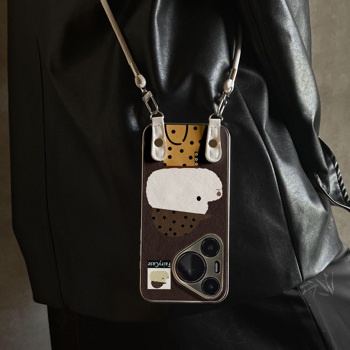 适用于华为Pura70pro手机壳新款波点狗狗Mate60/70pro十套50/40全包防摔P60/80带挂绳Nova14ultra/13/12外7/9