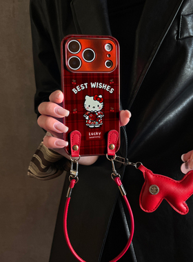 适用OPPOReno15Pro手机壳唐风KT猫红色新款findx9带挂绳x8s/x7ultra马年全包x6防摔硅胶女10/11pro12套13/14