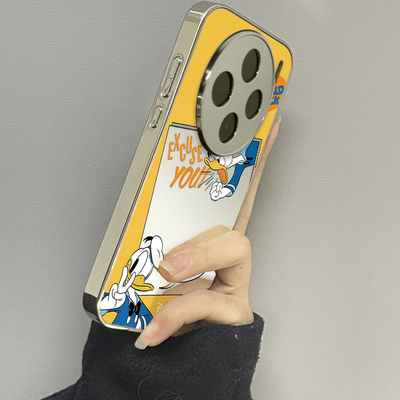 适用于vivox100pro手机壳镜面相框鸭子高级感vivix60/70/80pro外硅胶全包防摔x90s新款女潮牌vivox90/x100套