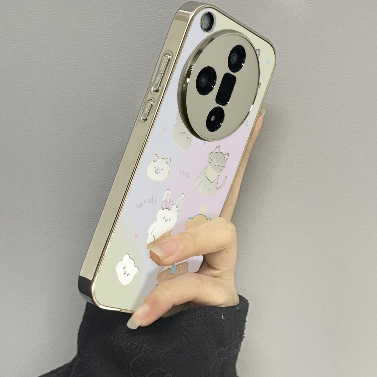 适用于oppofindx7Ultra手机壳电镀镜面渐变动物高级感oppoa2/3pro外硅胶全包防摔FINDX5/6pro套新款女x7至尊