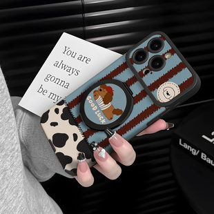 适用于oppofindx9pro手机壳带挂绳新款条纹狗狗网红RENO14pro外硅胶全包防摔带支架高级感RENO15PRO套女斜挎