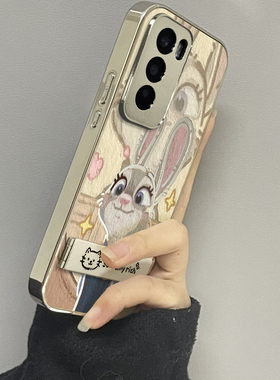 适用于OPPOReno12Pro手机壳镜面镂空兔子高级感5/6/7外硅胶全包防摔reno8/9pro十网红新款女潮牌Reno10/11套