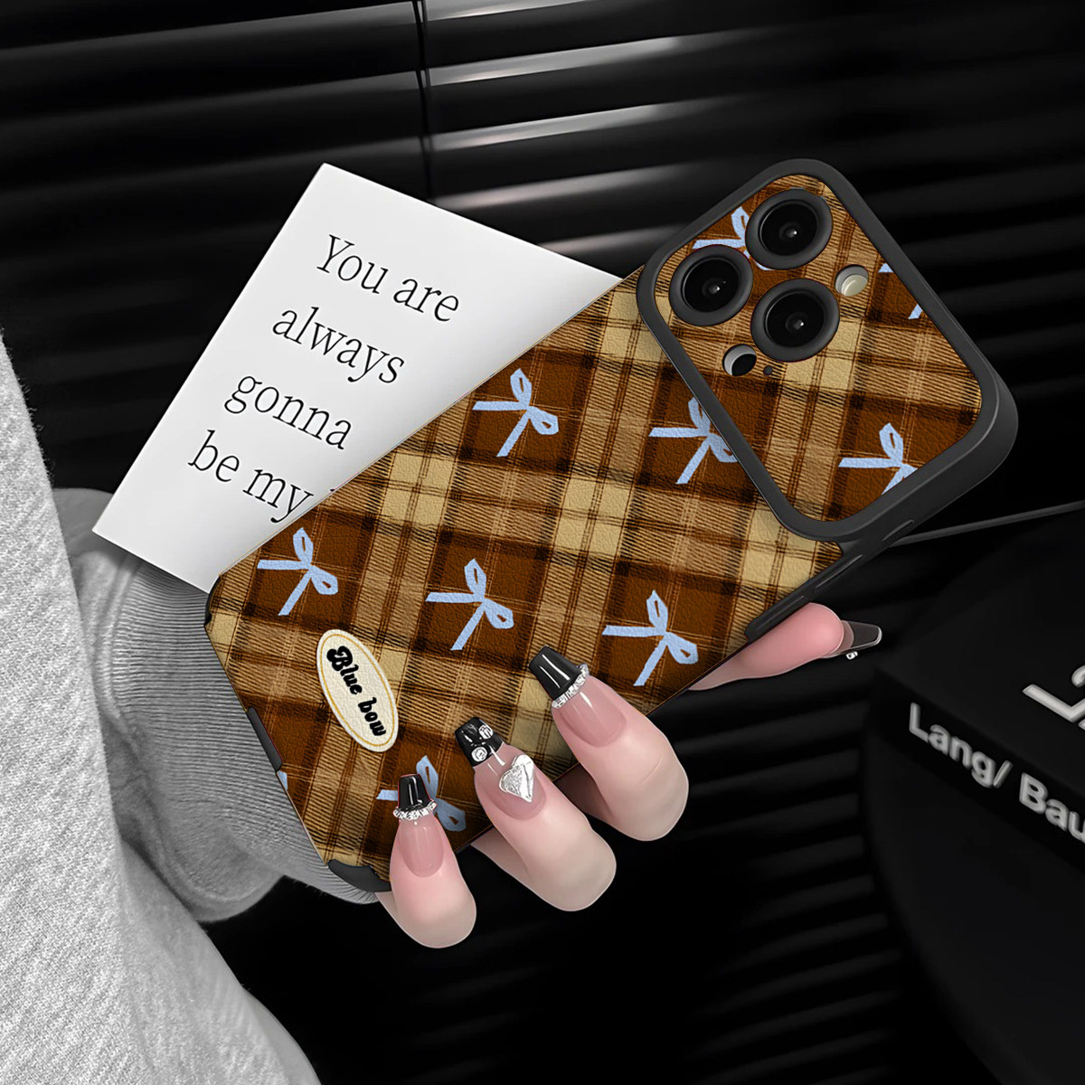 适用于华为Pura70pro手机壳新款菱格蓝结Mate60/70pro十套50/40全包防摔P60/80带挂绳Nova14ultra/13/12外7/9