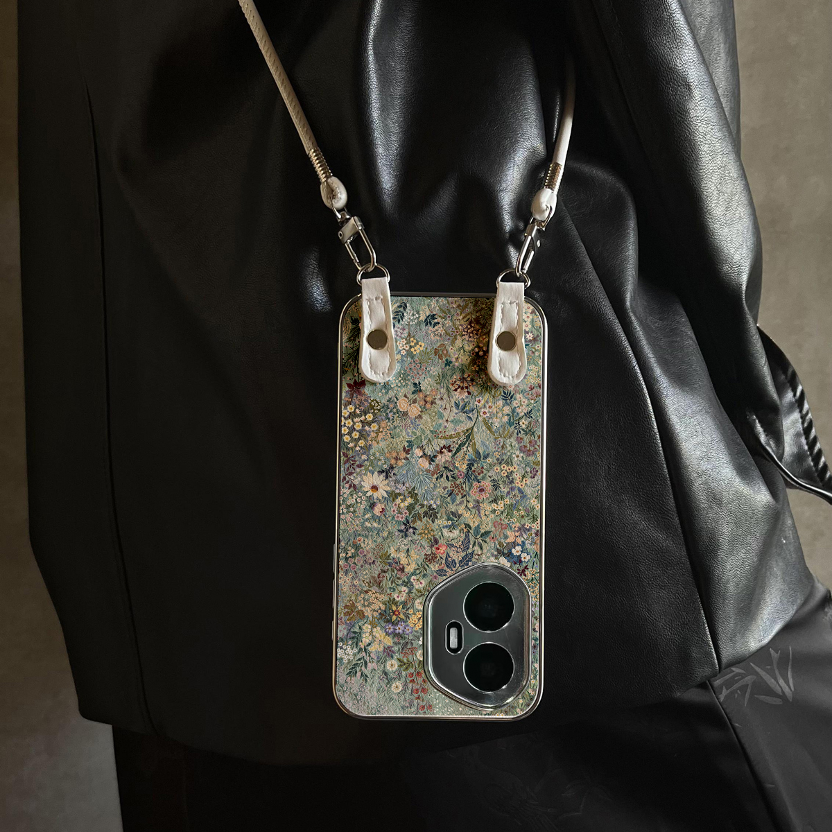 适用于荣耀400Pro手机壳浅万花丛华为x70斜跨x40/50全包100防摔90新款女60/70/80外2/300带挂绳magic7/6pro套