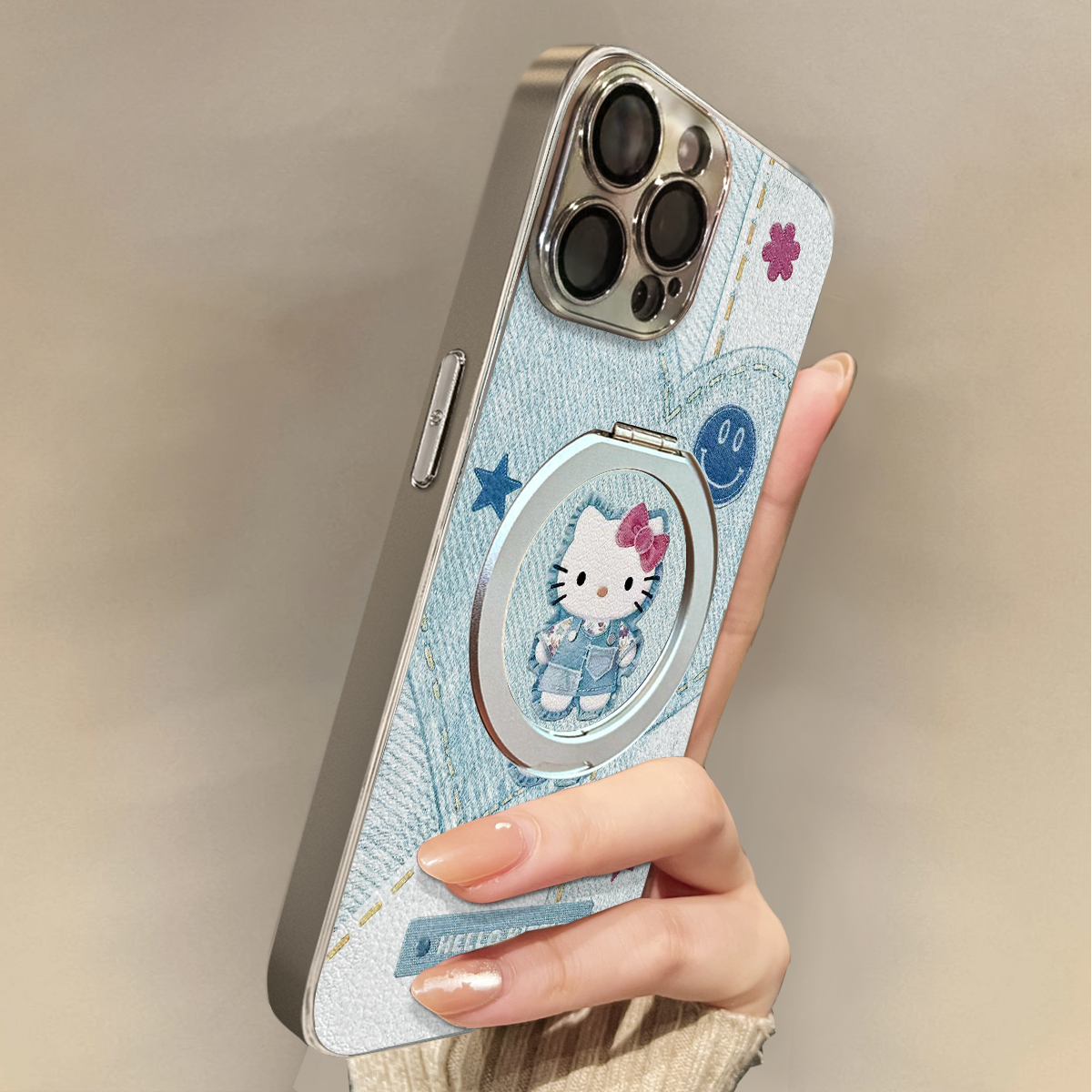 适用于OPPOReno14Pro手机壳牛仔KT猫新款带挂绳FINDx8s/x7ultra全包x6/5防摔a58硅胶7/8/9女10/11pro十12套13