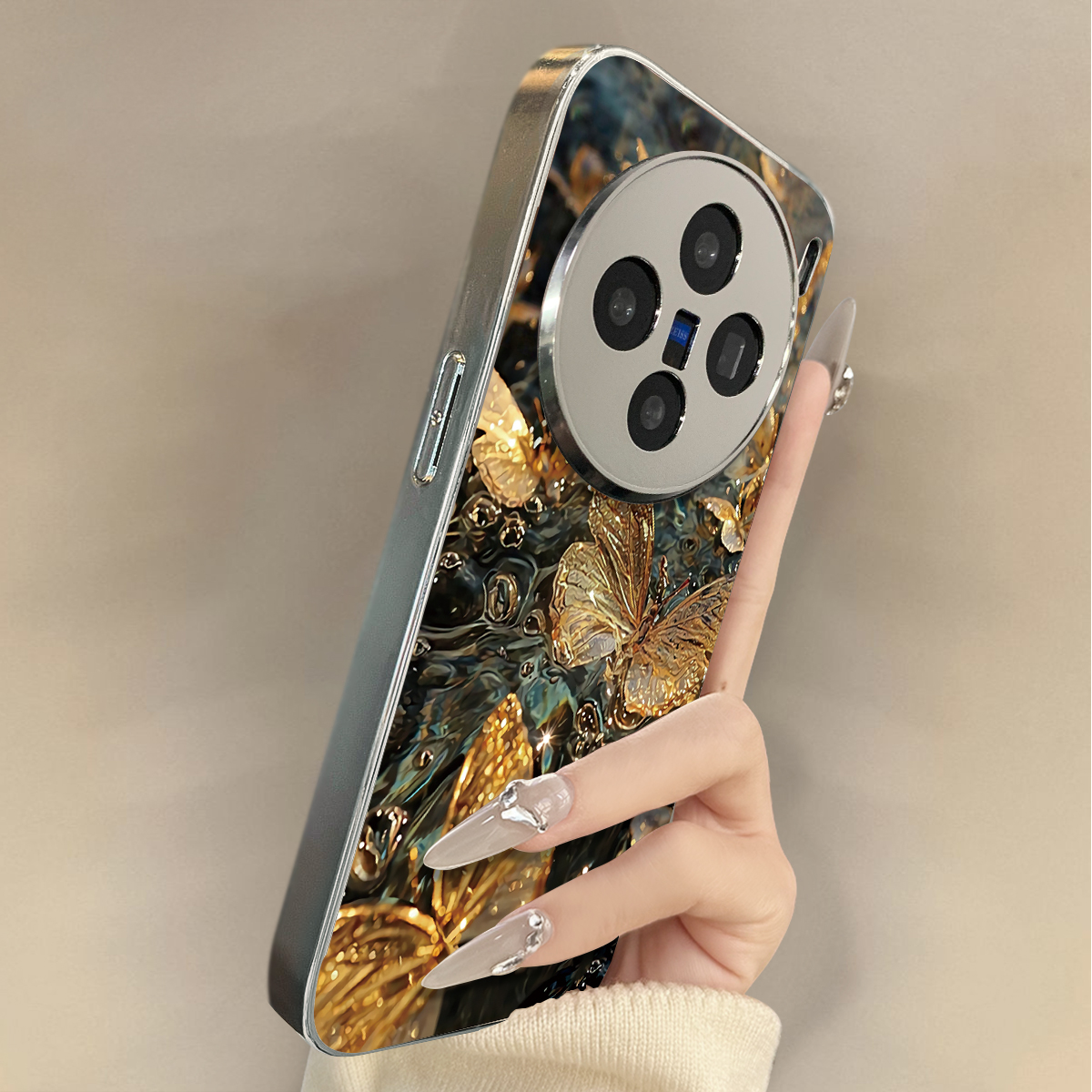 适用于vivox200promini手机壳镜面流波金蝶高级感vivix60/70/80外硅胶全包防摔y200i新款女vivox90/x100s套软