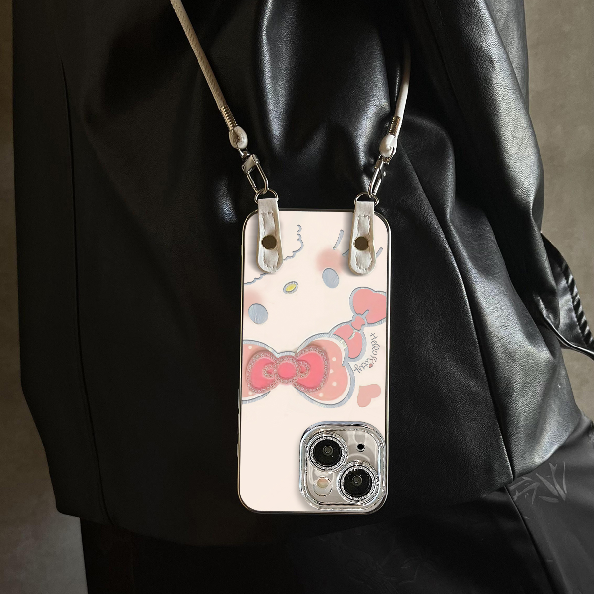 适用于OPPOReno14Pro手机壳镂空KT猫新款带挂绳FINDx8s/x7ultra全包x6/5防摔a58硅胶7/8/9女10/11pro十12套13