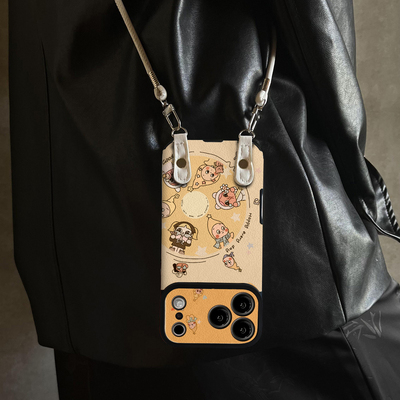 适用于苹果17promax手机壳带挂绳星人唱片iphone14/16pro套硅胶xs全包防摔斜跨15ultra套网红11新款xr女13PRO