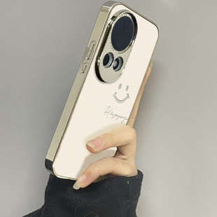 适用于华为nova12ultra手机壳镜面快乐笑脸Nove5/6/7se外硅胶8全包防摔Hinova9男女潮牌硬nova10/11pro套情侣