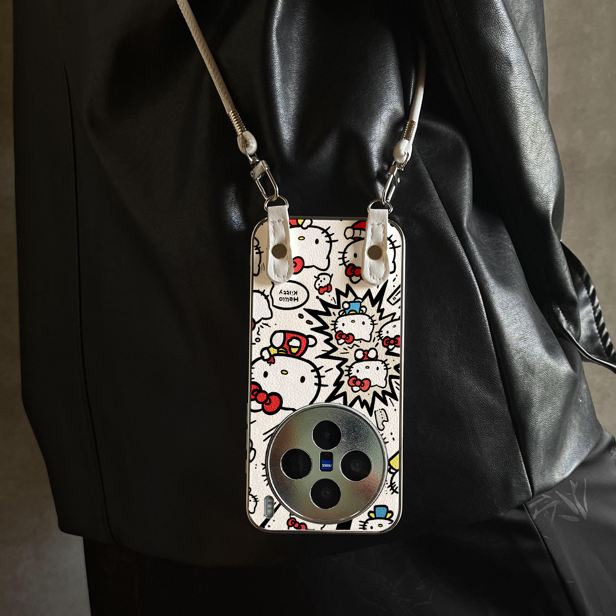 适用于vivox300Pro手机壳新款画框KT猫X100pro/90S/80斜跨全包S30promini/20/19/18/17套防摔Y300i带挂绳女