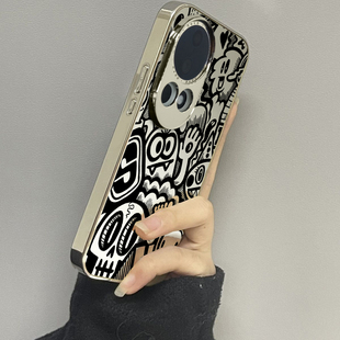 适用于华为nova12ultra手机壳镜面镂空小鬼Nove5/6/7se外硅胶8全包防摔Hinova9男女潮牌硬nova10/11pro套情侣