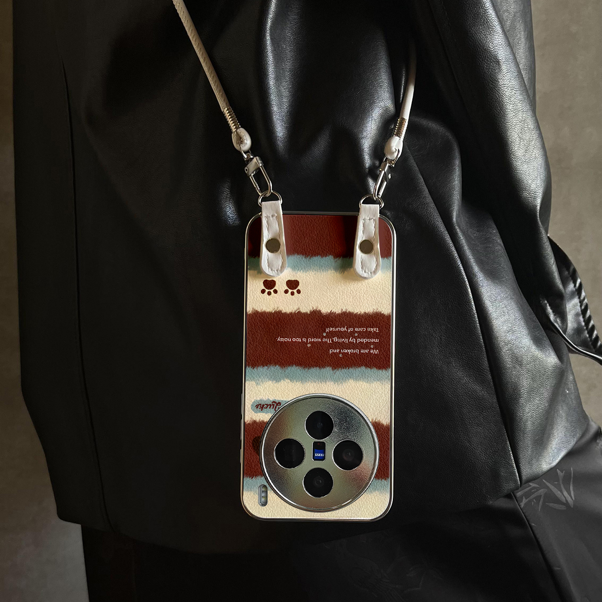 适用于vivox200ultra手机壳新款三色绒纹X100pro/90S/80斜跨全包S30promini/20/19/18/17套防摔Y300i带挂绳女