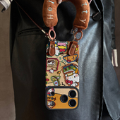 适用于苹果17promax手机壳带挂绳厨师KT猫iphone14 16pro套硅胶xs全包防摔斜跨15ultra套网红11新款 xr女13PRO