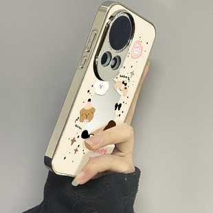 适用于华为nova12ultra手机壳镜面环绕汪汪Nove5/6/7se外硅胶8全包防摔Hinova9男女潮牌硬nova10/11pro套情侣