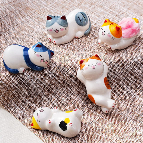 陶瓷卡通小猫日式筷子架