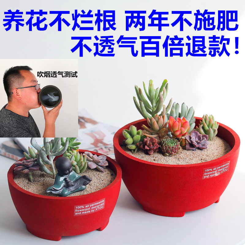 老盆友2110透气花盆xtou多肉拼盘会呼吸的套装紫砂多孔陶瓷工艺 鲜花速递/花卉仿真/绿植园艺 花盆 原图主图