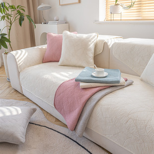 纯棉刺绣沙发垫全棉布艺正反两用无防滑颗粒真皮实木坐垫巾可机洗