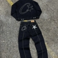 E01-Denim Jacket + Denim Trousers Suit Black