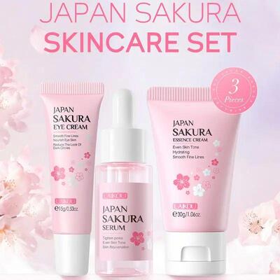 one set Japan Sakura Skincare Set Korean Face Serum Essence