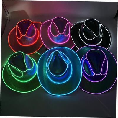 Wireless Disco Luminous Led Bride Cowgirl Hat Glowing Light