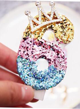 Birthday Party Number Candles Glit Gold Pink Crown Candle