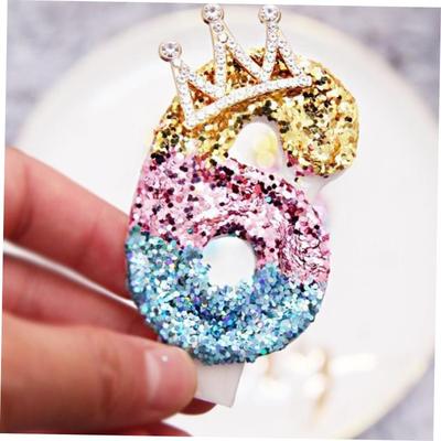 Birthday Party Number Candles Glit Gold Pink Crown Candle