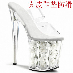 20cm模特超高跟高跟玫瑰花凉鞋恨天高钢管舞防水台防滑耐磨女凉鞋