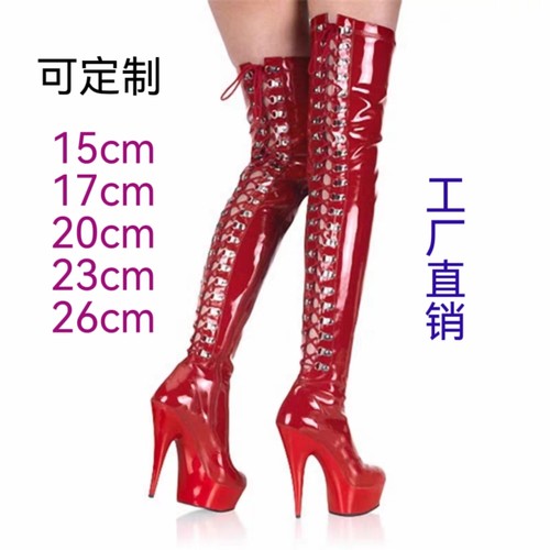 后系带漆皮性感钢管舞恨天高欧美