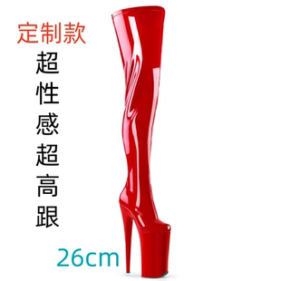 欧美国内外26cm高档长筒钢管舞 t台超高跟细跟恨天高显瘦过膝长靴