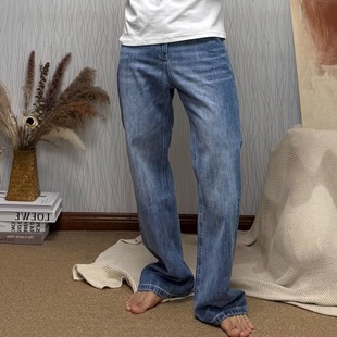 适配宽松垂坠感潮男阔腿牛仔长裤 长水洗工艺四季 高街加长裤 美式