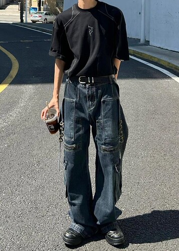 工装美式高街CGG小众机能牛仔裤