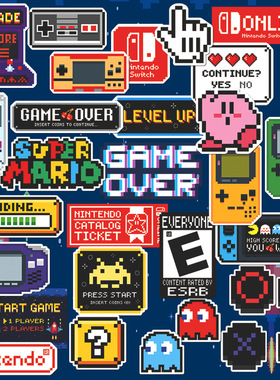 31枚卡通像素任天堂ns游戏机贴纸滑板贴电动车摩托车个性车贴防水