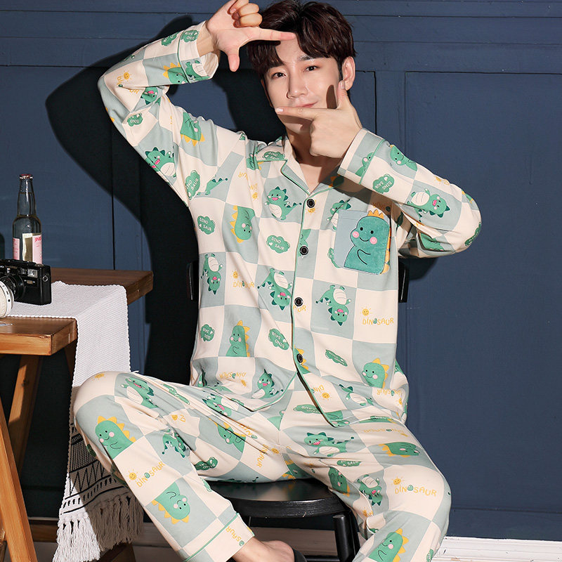 睡衣男春秋季纯棉长袖卡通大童青少年中学生男士家居服秋冬天套装